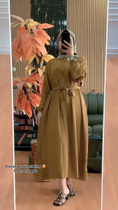 MIDI DRESS WANITA MUSLIMAH BAHAN CRINKLE ADEM TERBARU