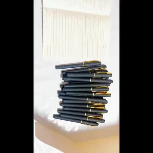 6Pcs Black Gold Gel Pens 0.5mm Refillable Bullet Tip Pens for Business & Office Use