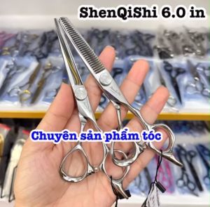 ShenShi Kéo cắt tóc cao cấp Nhật ShenShi 6.0 in trắng - Kéo Chiến Binh thép S440C 62HRC sắc bén chất lượng cao