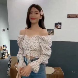 ผู้หญิงเสื้อบาง เสื้อเชิ้ตแขนยาวผ้าพัฟ เสื้อชีฟองลายดอก สดชื่นในฤดูร มีหลากหลายสีให้เลือก