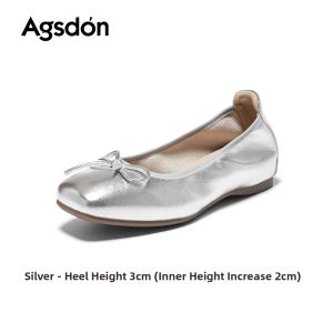 Agsdon | Silver Mary Jane Shoes for Women Summer Fall Comfortable Slip-on