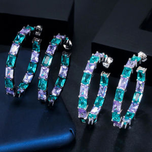 ผู้หญิงต่างหู ตัดพลอยสังเคราะห์เซอร์โคเนีย สีดำทองชุบ 10,8 และ 2 ม่วง เครื่องประดับ SE719 คลับ ราคาเซอร์ซื้อ