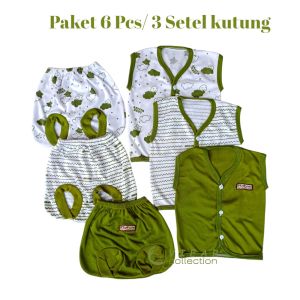 PAKET HEMAT Setelan Baju Bayi Baru Lahir 0-3 Bulan Isi 18 Pcs (9 Setel) Seri olive