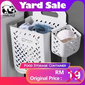 Yard Sale - Laundry Basket Nordic Style Plastic Laundry Hamper Punch-Free Wall-Mounted Dirty Clothes Hamper 折叠脏衣篮子