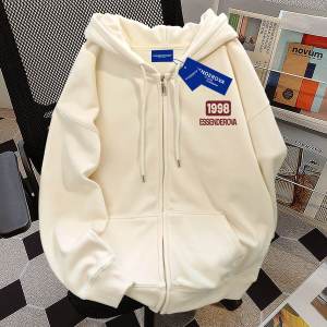 American Style Loose Zipper Design Couples Open Cardigan Jacket Womens Spring Autumn Hoodie Sweatshirt Letter Print Casual