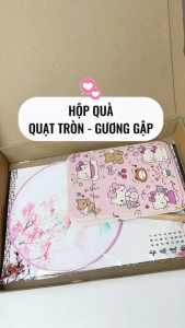 Set Quà Tặng Xinh Xắn Gồm Gương Trang Điểm Gấp Gọn Và Quạt Cổ Trang LILA S.QUATNNGUONG