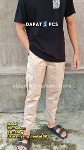 PAKET 3 PCS CELANA CARGO PANJANG PRIA DEWASA DISTRO SKENA HITAM ARMY KREM ABU