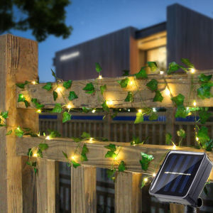 Solar String Light ประดิษฐ์ Leaf Garland วันเกิดตกแต่งห้องกลางแจ้งผ้าม่านโคมไฟสําหรับงานแต่งงาน Garden 100/50/20LED