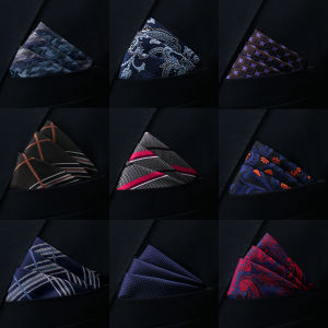 Brand Kerchief Man Dark Blue Striped April Fools Day Fit Formal Party Pocket Square Handkerchiefs Suit Accessories Men Necktie