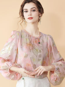 New Chinese Style Silk T-Shirt Autumn 2025 Design Sensation Elegance  Silk Buttoned National Style Small Shirt