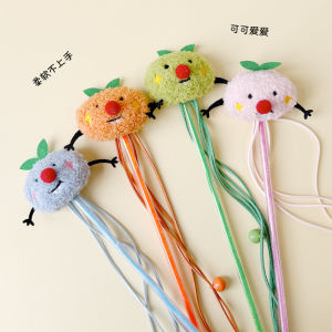 Handmade Plush Cat Toy Interactive Training Teaser Stick Cat Toys Bell Tassel Ball Ball Sound Producing Small Cartoon Person
