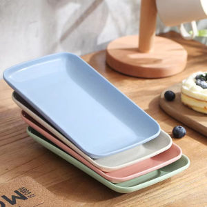 2PCS Wheat Fiber Rectangular Saucer Plate Dumplings Sushi Fruit BBQ Fish Steak Dish Unbreakable Dishware