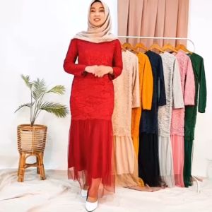 MAXI CELMIRA DUYUNG BRUKAT / LD 100CM / DRESS MUSLIM DUYUNG / GAMIS DUYUNG / MAXI PESTA / BRUKAT DUYUNG