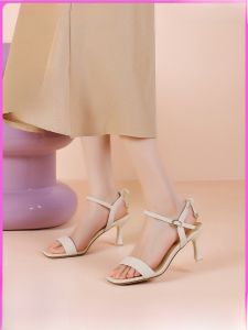 Elegant Red Dragonfly High Heels Womens Shoes Thin Strap Fashionable Summer Sandals Pair with Skirts for Young Women