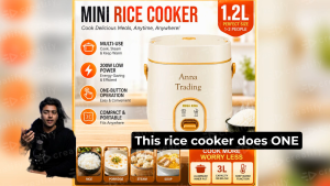 Mini Electric 1.2L Household Multifunction Low Sugar Low Power 200W Smart Non-stick Rice Cooker With Steam Tray