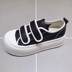 Hong Kong Sporty Thick Bottomed Leather Slip-On Womens Shoes Casual Cross-Tied Knot round Toe Flat Heel Rubber Soled Flats