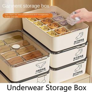 OWTWO with Cover Underwear Storage Box Case Classification 10/15 Grids Wardrobe Storage Box Orderly Stable Stacking Panties Socks Organizer for Home