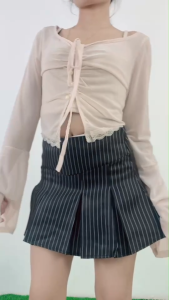 ชุดน่ารัก ชุดสามชิ้น เสื้อสายเดี่ยวดีไซน์เก๋ แมตช์ง่ายดูละมุน