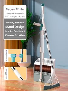 Foldable Broom And Dustpan Set for Home Use Soft Bristle Hair Free Ideal for Bedroom Wooden Floor Cleaning Tool