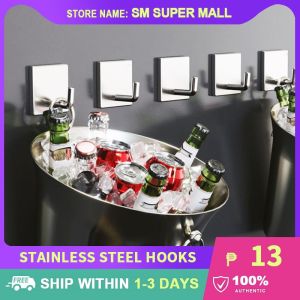 【Stainless Steel】Heavy Duty Hooks Material Self Adhesive Wall Mounted No-drilling Multipurpose Hanging Hooks