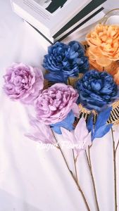 Peony Magnolia Jumbo Artificial 2 Cabang/Bunga Hias Dekorasi/Bunga Tangkai Peony (KN-436)