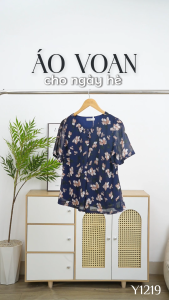 Áo kiểu thiết kế thoáng mát phối hoa chất liệu vải Voan mỏng nhẹ thoáng mát có độ rũ nhẹ tự nhiên AN4Y1219 Thời trang Thiều Hoa