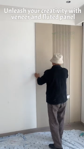 WPC Indoor Fluted Panel Wall Panel Interior Decoration Modern Feature Wall Waterproof Termite Resistant Durable Easy Installation Stylish PVC Fluted Wall Panel for Home Office Bedroom Living Room Interior Wall