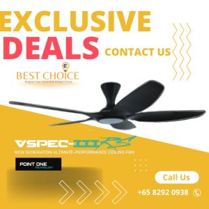 Po Eco Cyclone RS 5Blades Ceiling Fan + EC Motor + Smart Function + 26W OSRAM Dimmable 3 Tones LED Light