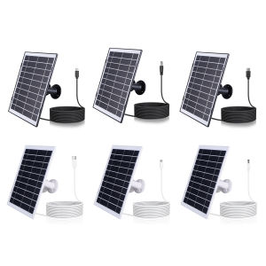 MOJOYCE 30W Solar Panel for Camera Micro USB/USB-C/DC5521 Camera Solar Panel Charger 360 Adjustable Mounting Compatible with EufyCam/Wyze Cam