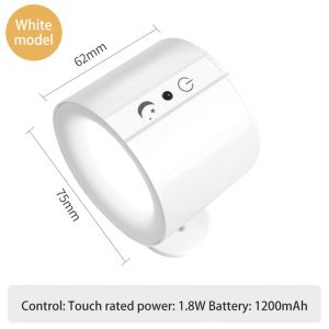 LED Double Head Wall Lamp Touch Control Remote 360 Rotatable USB Recharge Wireless Portable Night Light For Bedroom Reading Lamp