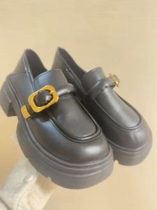 One for all พร้อมส่งจากไทย TX599 รองเท้าโลฟเฟอร์ หนัง PU ส้นหนา หัวกลม แต่งหัวเข็มขัดโลหะ สไตล์ญี่ปุ่น สําหรับนักเรียน ใส่ทํางาน