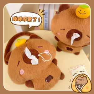 Cute Hanging Plush Tissue Box Student Dormitory Office Paper Towel Bag Drawstring Box Storage Organizer Household Essential