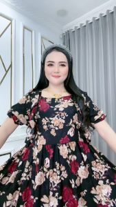 Dress Wanita Rempel Ciby Harukaaa Lengan Pendek ada tali bagian pundak belakang