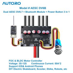 Autoro DV6.7B Bluetooth Module BLDC FOC Motor Controller ESC 12S 50A Sparkless VESC 6 for DIY Electric Skateboard Scooter