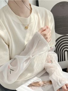 Oversleeve Thin Floral Viscose Fiber Oversleeve Summer Sunshade Breathable Ice Sleeve Womens Sunscreen Sleeves Driving and Biking Loose