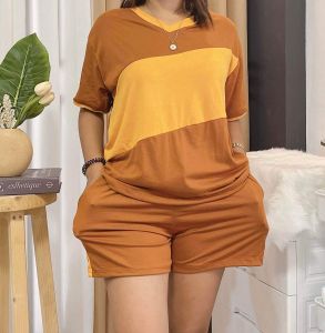 vneck COMBI TERNO SHORT PLUS SIZE