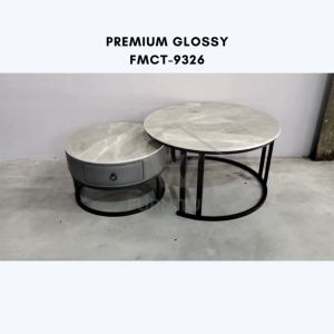 80+60 2in1 Sintered Stone Ceramic Coffee Table Glossy Matte Meja Bulat Meja Kopi Side table 岩板咖啡桌
