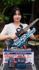 Máy Cưa Xích Dùng Pin BOSSUN BS-CS12BLC Lam Xích 12inch Tự Động Tra Nhớt Tăng Xích Tự Động