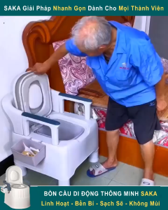 Bô Vệ Sinh Trong Nhà Cho Người Già Người Ốm Bồn Cầu Di Động Đa Năng Có Tay Vịn Chắc Chắn