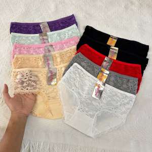 กางเกงชั้นในลูกไม้ด้านหน้า โปร่งไม่อับชื้น นิ่มใส่สบาย แพ็ค 10 ตัว 200 บาท #1970