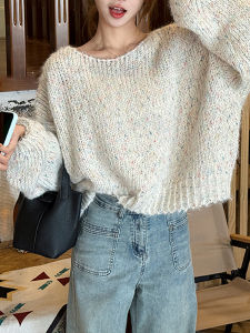PAIBOLI | Relaxed Style White Loose Short Sweater