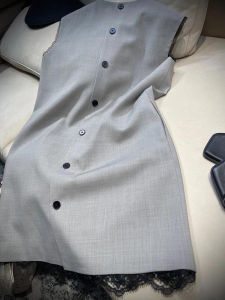 Elegant Grey Sleeveless Summer Dress for Women Stylish Slimming High-End Korean Fashion Commute Style round Neck Single Piece