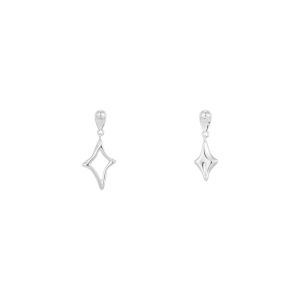 Silver Needle Star Four-Pointed Star Earrings Versatile Daily Simple Geometric Diamond-Encrusted Womens Fashion Jewelry