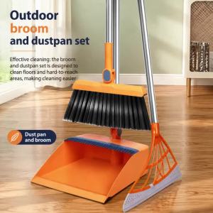 Foldable Broom And Dustpan Set And Dustpan Long Handle Broom Dustpan with Comb Teeth For Home Office Cleaning Tools Broom Set