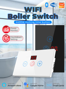 SMATRUL Tuya Smart Wifi สวิตช์เครื่องทำน้ำอุ่น20A เครื่องปรับอากาศ4400W พร้อมจอมอนิเตอร์จับเวลา90นาทีทำงานด้วยเสียงสำหรับ Alexa Google Home