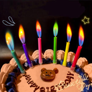 6 Pack Multicolor Birthday Cake Candle Set Flashing Birthday Candles with Colorful Flame Wax Candles for Birthday Decoration