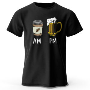 Coffee and Beer Printed Mens T-Shirt 100% Cotton Oversized Funny Graphic Tees for Men Summer Tops