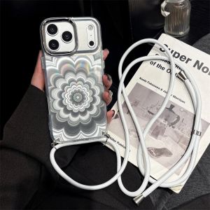 Luxury Laser Flower Pattern Crossbody Lanyard Case For iPhone 17 Pro Max Air 16e 15 14 13 12 11 7 8 Plus XS X XR SE 2020 2022