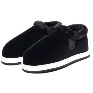 Handmade Thickened Fleece Lined Cotton Shoes for Men And Women Warm And Slip Resistant Winter Boots in Beijing Style round Toe