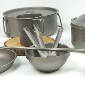 Titanium plate camping tableware camping plate outdoor portable pure titanium tableware 1PC